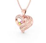 CNE80022502RG - Stunning Rose Gold Plated Sterling Silver Birthstone Couples Heart Necklace.