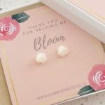 TG2-C10017 - Teacher's Gift 925 Sterling Silver White Rose Ear Stud Earrings In Gift Box - 10MM Cream Flower Earrings