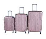 Smte Durable Abs 3-PIECE Rose Gold Luggage Set With Spinner Wheels & Lock With Keychain