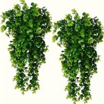 2-PACK Artificial Eucalyptus Hanging Plants Plastic Faux Greenery Arrangements For Home Office Decor Uv Resistant Non-fading No