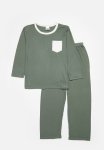 PoP Candy Contrast Pocket Pj Set - Charcoal Grey