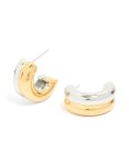 Waterproof Mixed Metal Plated Stainless Steel Large Trio Illusion Hoop Earrings