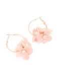 Goldair Gold Pink Acrylic Flower Petal Drop Hoop Earrings