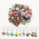 Pvc Cartoon Butterfly Flower Bee Keychain Decorative Keyring With Mixed Designs For Birthday Gifts