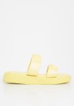 Plum Peachy Ruched Double Strap Flatform Slide - Yellow