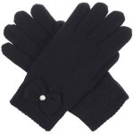 Byos Womens Winter Ultra Warm Soft Plush Faux Fur Fleece Lined Knit Gloves W decorated Cuff Black Pearl Bow Cuff