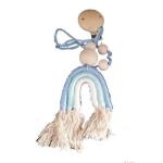 4AKID Rainbow Crochet & Wooden Baby Pacifier Clip - Blue