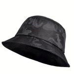 Camouflage Print Bucket Hat Wide Brim Sunscreen Summer Packable Outdoor Military Fisherman Hat