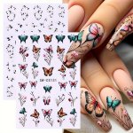 2PCS 3D Flowers Nail Art Stickers Butterfly Lavender Flowers Design Nail Decal Design Charms Blossom Spring Sticker Diy Manicure