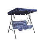 Garden 3 Seater Metal Swing Chair With Canopy