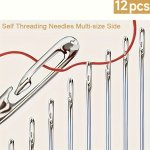 12PCS Self-threading Needles Set Assorted Sizes Easy Insertion Durable Side Opening For Sewing And Edging Suitable For Mattress