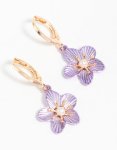 Goldair Gold Purple Pearl Flower Drop Earrings