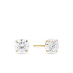 Yellow Gold Classic 6MM Cubic Zirconia Stud Earrings