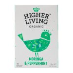 Higher Living Organic Moringa And Peppermint Tea Bags 15 Pk