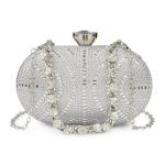 Silver Exquisite Oval Clutch Bag