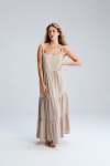 Boho Tiered Dress - Taupe - One Size
