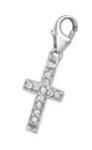 C228-C72 - 925 Sterling Silver Cross With Stones Dangle Charm