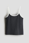 Cotton Jersey Strappy Top - Dark Grey