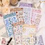 4-Piece Floral And Butterfly Sticker Pack For DIY Scrapbooking And Journaling Paper Self-Adhesive Stickers With Glitter Finish Mixed Color Animal Themes For Plastic Surfaces