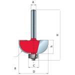 Cove Router Bit D-22.23MM X H-13.2MM X H-54.7MM X C-9.53MM X R-6.35MM X A-1 4" 30-10225P