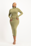 Yolanda Poloneck Bodycon Dress - Fatigue Olive - M