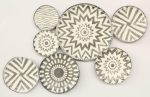 Grey & White Metal 7 Plate Wall Hanging 56X96CM