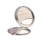 Basics Beauty Mirror Compact Round Glass Silver 1X 2X