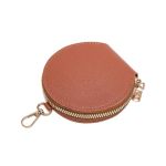 Sencco Women's Small Coin Purse Stylish Pu Leather Change Purse Round Zipper Coin Pouch Pocket-sized Solid Color MINI Keychain C