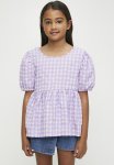 PoP Candy Puff Sleeve Gingham Top - Purple & White