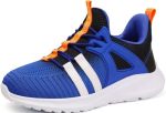 Yolark Boys Girls Sneakers For Kids Non-slip Tennis Shoes Fashion Lightweight Breathable Running Sport Athletic Blue White Toddl