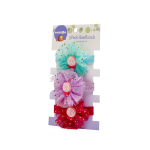 Flower Headbands With Motif 3 Pack - Blue Purple Pink