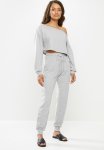Missguided Petite Off Shoulder Sweat And Jogger Set - Grey