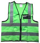Emerald Green Reflective Vest With Zip & Id Pouch
