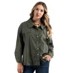Torn Denim Style Shirt - Olive Free