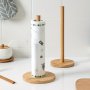 Sturdy Wooden Paper Towel Holder With Weighted Base - Versatile Roll Dispenser For Kitchen Bathroom & Restaurant Decor