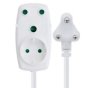 Switched Light Duty Extension Cord 3M- White 1 X 16A Socket +1 X Schuko Socket.