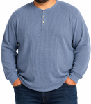 Mens Ls Henley Tee Navy - 8XL Navy