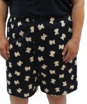 Ladies Printed Teddy Pj Shorts - 6XL Navy