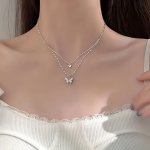 1PC Double-layer Butterfly Necklace For Girls Daily Casual Jewelry Festive Gift For Girls Party Accessory Jewelry Elegant Charm