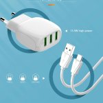 Ldnio 15.5W 3USB Travel Smart Fast Charger 3.1A With Micro Cable 2.4A
