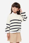 Textured-knit Jumper - White black Striped