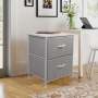 Branded Economical Metal Frame & Fabric - 2 Drawer Cabinet Wht/gry