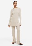 Rib-knit Trousers - Light Beige