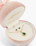 Goldair Gold Emerald Cubic Zirconia Emerald Teardrop Earrings & Necklace Set
