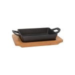 Regent Cast Iron Pan On Wooden Board 218 158X110X32MM