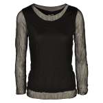 Long Sleeve Mesh Top - Black Free