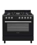 ELBA Essential 90CM 5 Burner Gas Stove & Electric Oven - Black + Free Totai Heater