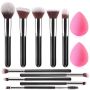 12-PIECE Makeup Brush Set With 2 Makeup Sponges