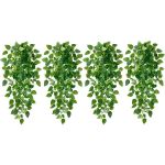 Artificial Wall Hanging Plants wall Hanging Basket Rattan Green Plant -4PCS