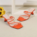 Women's Chunky Heel Sandals Casual Square Toe Summer Pumps Women's Comfortable Slip On Heels